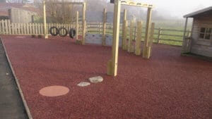 Bonded rubber mulch for playground
