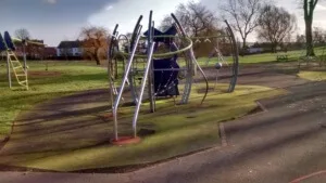 Before NovaSport wet pour surfacing renewed the ageing surface at Titchfield Park, Hucknall.